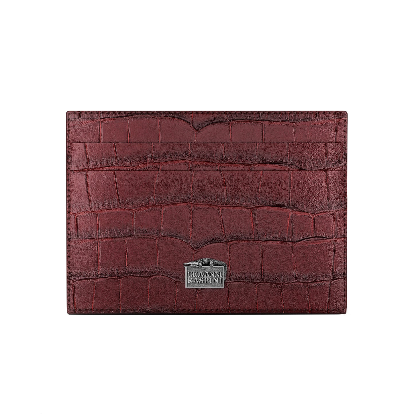 PORTACARTE PELLE CROCO BORGOGNA - Giovanni Raspini - L0029