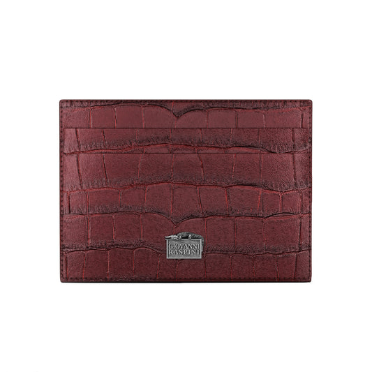 PORTACARTE PELLE CROCO BORGOGNA - Giovanni Raspini - L0029