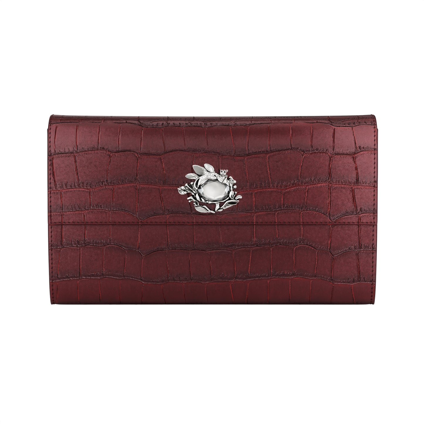 PORTAFOGLIO CONTINENTAL JUNGLE PELLE CROCO BORGOGNA - Giovanni Raspini - L0033