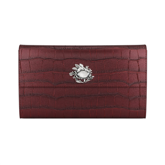 PORTAFOGLIO CONTINENTAL JUNGLE PELLE CROCO BORGOGNA - Giovanni Raspini - L0033