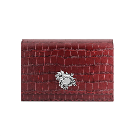 POCHETTE JUNGLE PELLE CROCO BORGOGNA - Giovanni Raspini - L0034