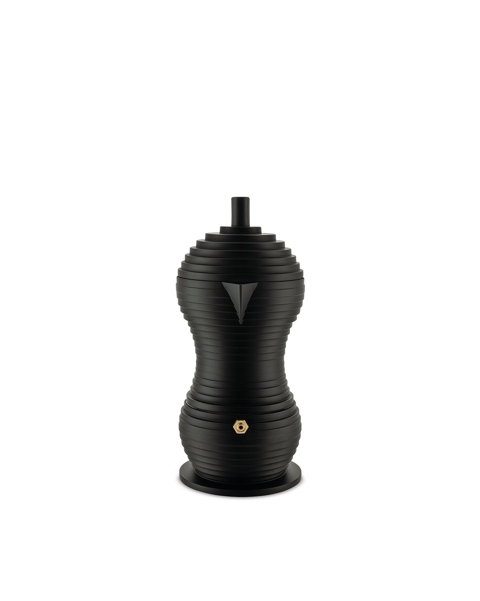 Caffettiera espresso Pulcina Alessi nera, dettaglio del becco