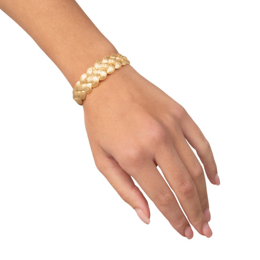 Bracciale manetta Noely NIVY dorato con treccia diamantata