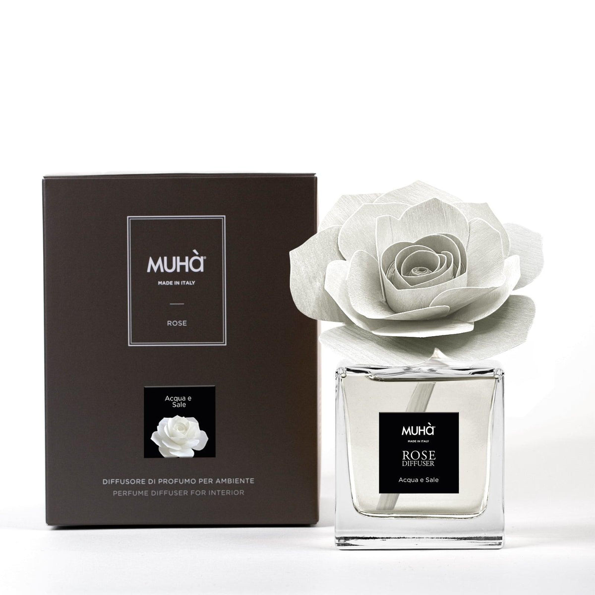 Diffusore Rosa Muhà Acqua e Sale, dettaglio della rosa in legno