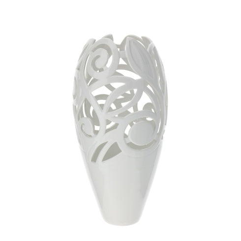 Vaso Hervit  porcellana traforato bianco dia.19X40cm