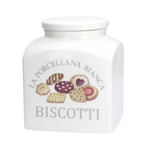 Biscottiera  conserva  decorata Lt. 3,5 - La Porcellana Bianca