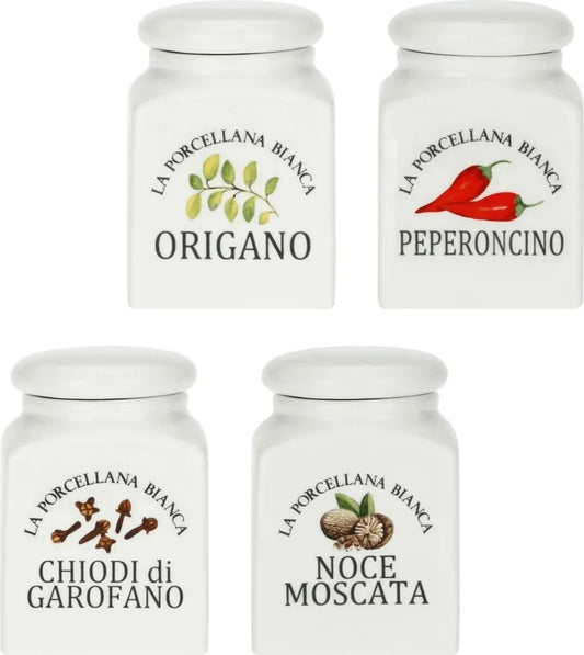 Barattoli Deco Spezie 4 Pz La Porcellana Bianca